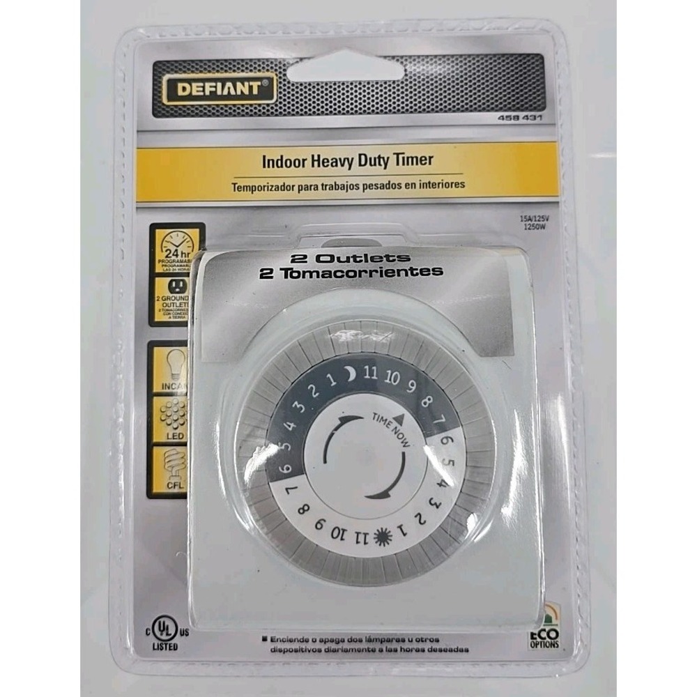Defiant Indoor Plug-In Heavy Duty Mechanical Timer 15A 125V 1875W‎ 458431